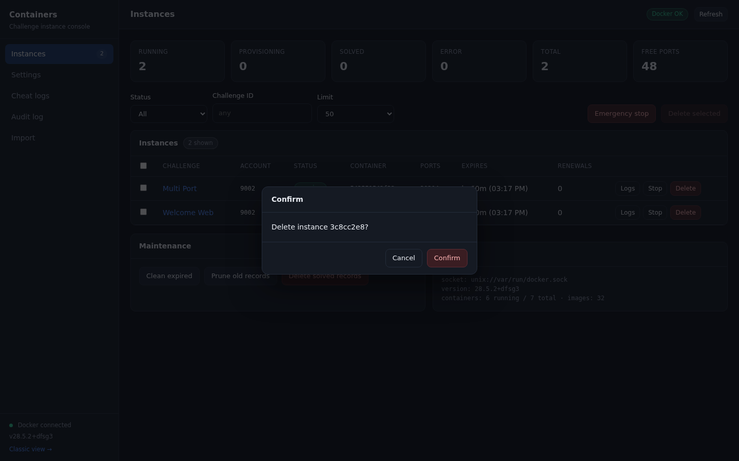 Confirmation dialog