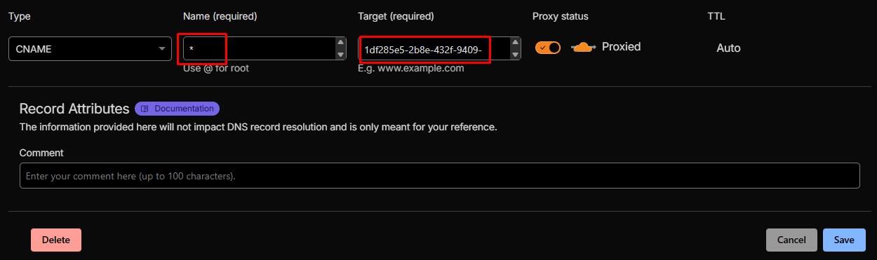 Cloudflare DNS Record